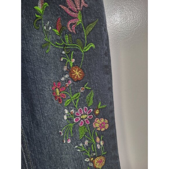 ZANA DI Jeans Juniors SZ 9 Embroidered Boho Hippie y2k vintage jeans Floral - Picture 6 of 15